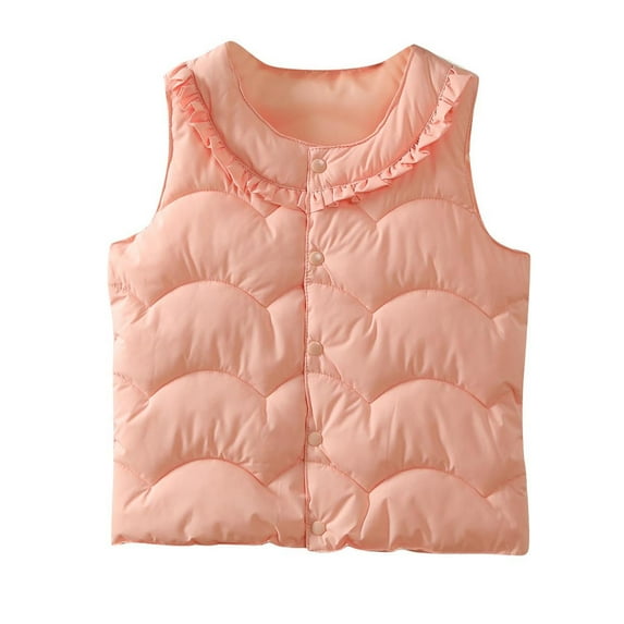 Kovlvoll Toddler Kids Girls Clothes Warm Vests Crew Neck Sleeveless Button up Cardigan Fleece Lined Thermal Waistcoat