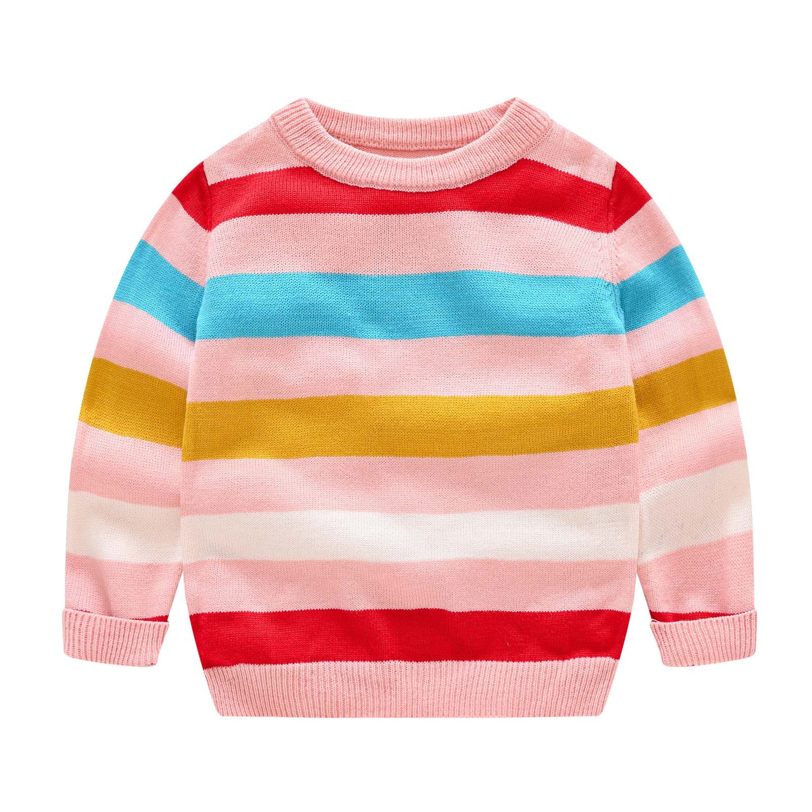 Kovlvoll Toddler Kids Sweater Long Sleeve Crew Neck Stripe Clothes Unisex Baby Boys Girls Fall Warm Pullover Tops