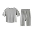 thumbnail image 1 of Kovlvoll Toddler Unisex Boys Girls Summer Pajamas Set Short Sleeve Tops with Wide Leg Pants Loungewear Comfy Outfit, 1 of 4