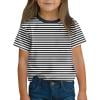Kovlvoll Unisex Boys Girls T-Shirts Toddler Baby Summer Short Sleeve Crewneck Tee Shirt Striped Casual Tops