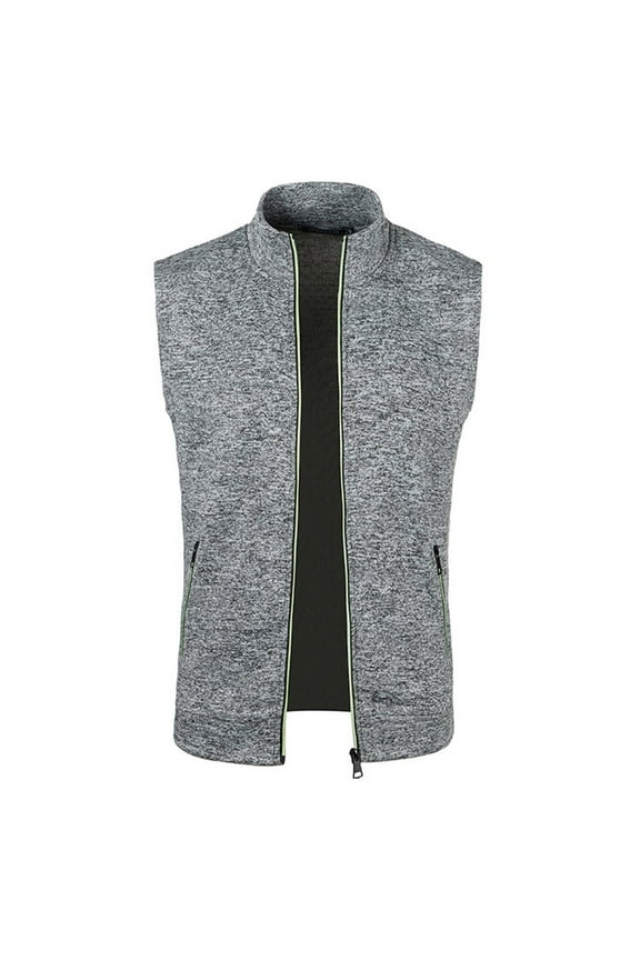 Vests for Men Zip up Standing Collar Sleeveless Jackets Fall Fleece Loose Casual Outdoor Outerwear Jacket with Pockets