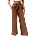 thumbnail image 1 of Kovlvoll Wide Leg Pants for Women High Elastic Waist Drawstring Solid Color Casual Trousers with Pockets, 1 of 7