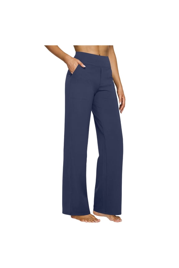 Wide Leg Yoga Pants Women High Waisted Straight Wide Leg Casual Workout Activewear Trousers with Pockets