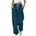 thumbnail image 1 of Kovlvoll Winter Sherpa Sweatpants for Women High Waisted Elastic Drawstring Fuzzy Thick Warm Homewear Cinch Bottom Pant with Pockets, 1 of 5