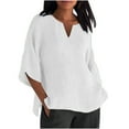 thumbnail image 1 of Kovlvoll Women Plus Size Tops Button V Neck 3/4 Sleeve Casual Oversized T-Shirts Summer Loose Basic Tunic Tees, 1 of 5