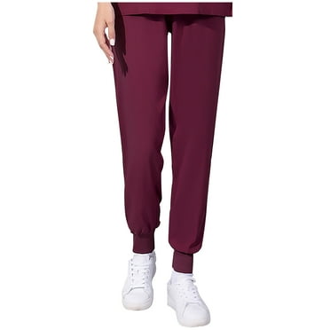 Kovlvoll Women's Pants Elastic High Waisted Work Pants Solid Color Cinch Bottom Joggers with Pockets