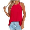 thumbnail image 1 of Kovlvoll Women's Tank Tops off Shoulder Halter Shirts Solid Color Fashion Casual Summer Strap Button Top, 1 of 2