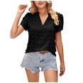 thumbnail image 1 of Kovlvoll Womens Blouses Dressy Casual V Neck Short Sleeve Shirts Summer Lightweight Loose Comfy Tops, 1 of 5