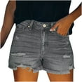 thumbnail image 1 of Kovlvoll Womens Jean Shorts Button Zipper Low Waisted Summer Solid Color Casual Fashion Streetwear Ripped Denim Shorts, 1 of 7