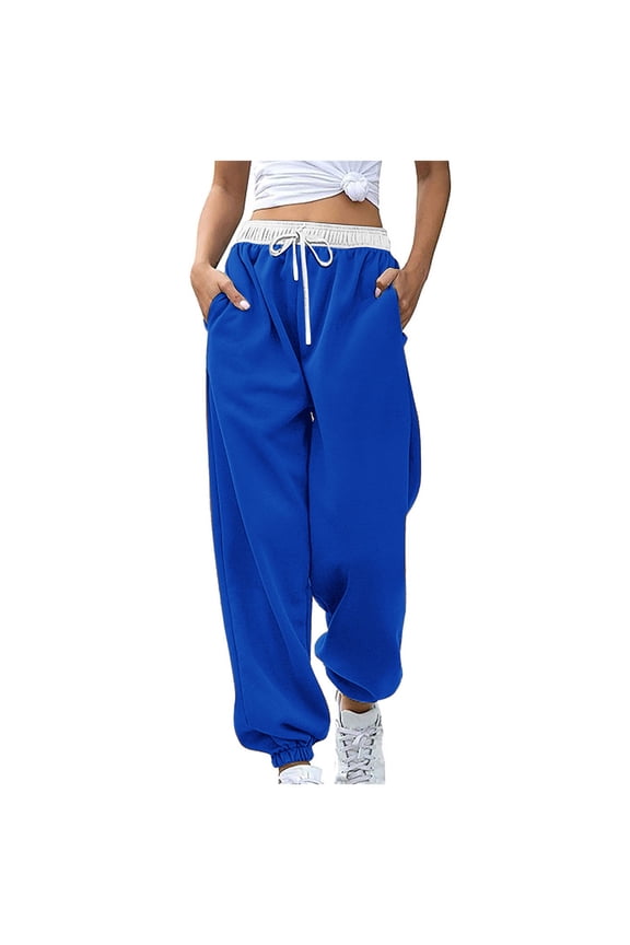 Womens Joggers Pants High Waisted Elastic Drawstring Cinch Bottom Lounge Sweatpants with Pockets
