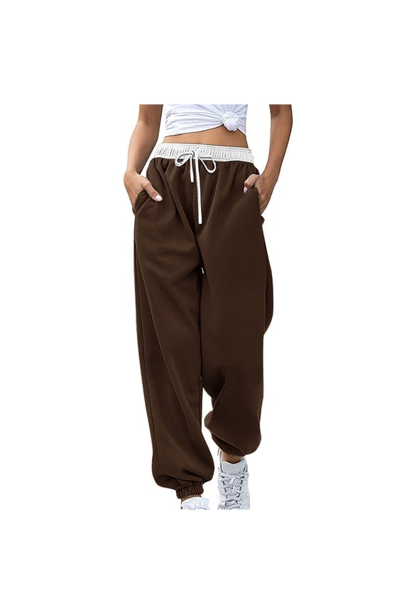 Womens Joggers Pants High Waisted Elastic Drawstring Cinch Bottom Lounge Sweatpants with Pockets