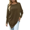 thumbnail image 1 of Kovlvoll Womens Long Sleeve Shirts Crewneck Loose Casual Asymmetrical Hem Shirt Fall Lightweight Thin Comfy Tunic Tops, 1 of 6