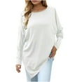 thumbnail image 1 of Kovlvoll Womens Long Sleeve Shirts Crewneck Loose Casual Asymmetrical Hem Shirt Fall Lightweight Thin Comfy Tunic Tops, 1 of 6