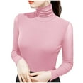 thumbnail image 1 of Kovlvoll Womens Long Sleeve Tops High Neck Slim Fitted Mesh Soft Comfy Thermal Blouses Basic Layer Shirts, 1 of 6