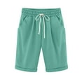 thumbnail image 1 of Kovlvoll Womens Plus Size Shorts Drawstring Elastic Waisted Wide Leg Summer Solid Color Casual Knee Shorts with Pockets, 1 of 6