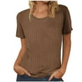 thumbnail image 1 of Kovlvoll Womens Plus Size Tops Short Sleeve Round Neck Casual T-Shirt Loose Ribbed Knit Summer Top Shirts, 1 of 6