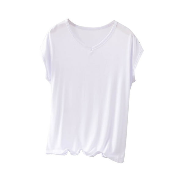 Kovlvoll Womens Plus Size Tops V Neck Short Sleeve Shirts Summer Lightweight Comfy Loungewear Pajamas Top