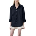 thumbnail image 1 of Kovlvoll Womens Shirts Long Sleeve Lapel Collared Button down Shirt Loose Casual Lightweight Comfy Solid Color Tops, 1 of 6