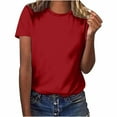 thumbnail image 1 of Kovlvoll Womens Short Sleeve Tops Crew Neck Casual Loose T-Shirts Summer Solid Color Lightweight Comfy Tees Top, 1 of 5