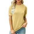 thumbnail image 1 of Kovlvoll Womens Short Sleeve Tops Summer Eyelet Crew Neck Solid Color Loose Casual Top T-Shirts, 1 of 7