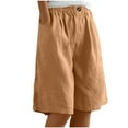 thumbnail image 1 of Kovlvoll Womens Shorts Summer Plus Size Cotton Linen Comfy Elastic Waist Buttons Casual Half Pants with Pockets, 1 of 7