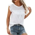 thumbnail image 1 of Kovlvoll Womens Summer Tops Eyelet Crewneck Short Sleeve Casual Loose Fitted Basic Shirts Top, 1 of 7