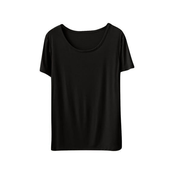 Kovlvoll Womens Summer Tops Solid Color Crewneck Short Sleeved Base Shirts Thin Lightweight T-Shirt Pajamas Top