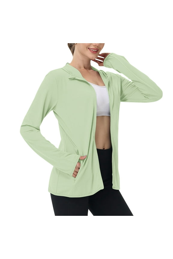 Womens Sunproof Jacket Zip up Long Sleeve Hooded Loose Casual Lightweight Outdoor Athletic Jackets Tops with Pockets