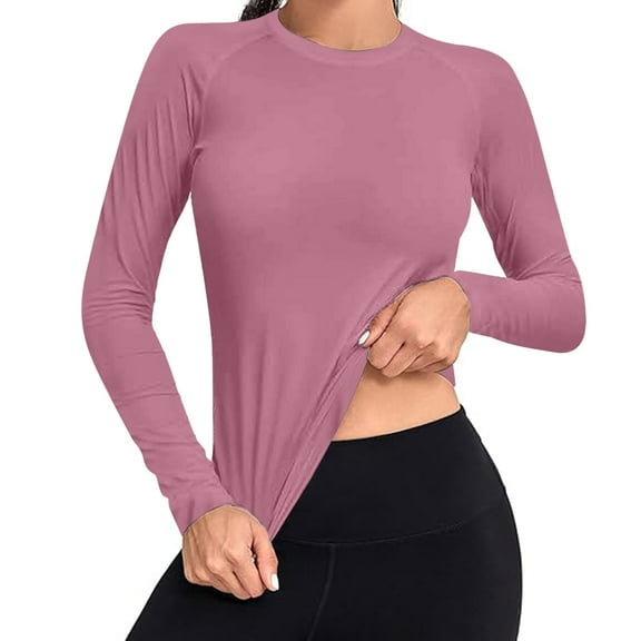 Kovlvoll Womens Tops Crew Neck Long Sleeve T-Shirts Soft Comfy Solid Color Casual Basic Tees Top