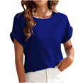 thumbnail image 1 of Kovlvoll Womens Tops Crew Neck Short Sleeve T-Shirts Solid Color Loose Dressy Casual Blouses Tunic Top, 1 of 5