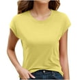 thumbnail image 1 of Kovlvoll Womens Tops Crewneck Short Sleeve Casual Base T-Shirts Summer Lightweight Comfy Solid Color Tees Top, 1 of 6