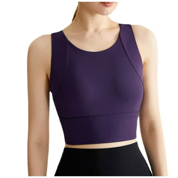 Kovlvoll Womens Yoga Sports Bras High Support Full Coverage No Underwire Wirefree Workout Longline Gym Running Bra Tops
