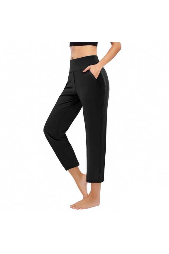 Yoga Pants for Women Elastic High Waist Casual Slim Athletic Gym Workout Straight Leg Pant with Pockets