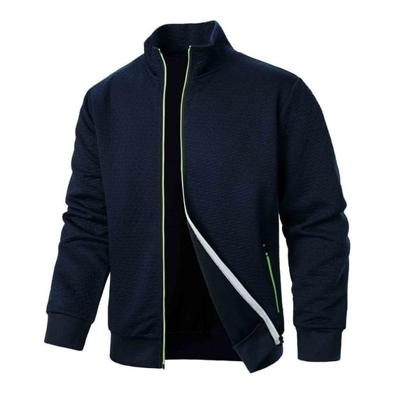 Kovlvoll Zip up Jackets for Men Long Sleeve Standing Collar Jacket Lightweight Loose Casual Fall Outerwear Tops with Pockets