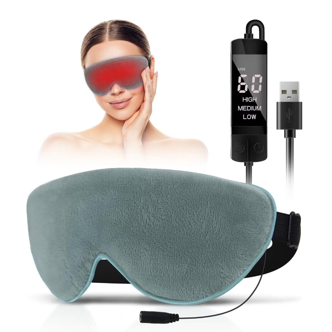 Kovnlo Heated Eye Mask, Washable USB Electric Warm Compress Eye Heating