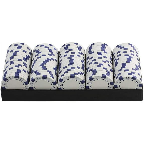 Kovot 100 White Casino Style Striped Dice Poker Chips | 11.5 Gram Poker Chips Set