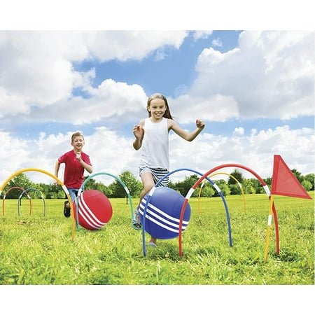 Giant Kick Croquet Game Set | Includes Inflatable Croquet Balls, Wickets & Finish Flags