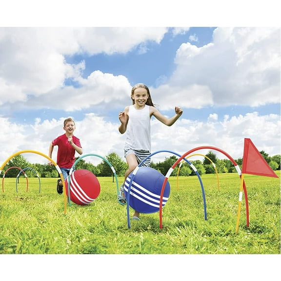 Giant Kick Croquet Game Set | Includes Inflatable Croquet Balls, Wickets & Finish Flags