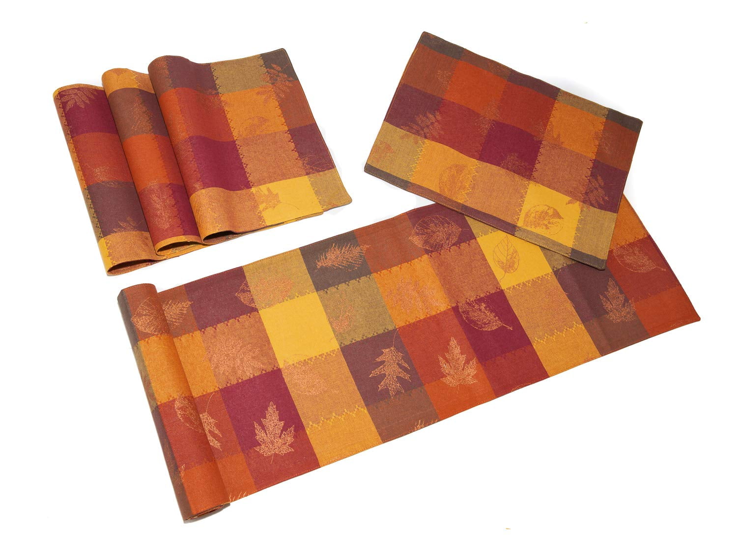 Kovot Placemats & Table Runner Autumn Leaves with Foil Accents Set