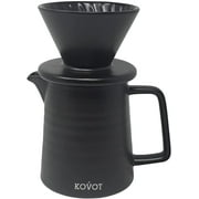 Kovot Pour Over Coffee Maker Set, Premium Ceramic Dripper for 1-2 Cup & 15 ounce Serving Pitcher, Home Filter Coffee Maker (Black)