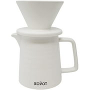 Kovot Pour Over Coffee Maker Set, Premium Ceramic Dripper for 1-2 Cup & 15 ounce Serving Pitcher, Home Filter Coffee Maker (White)
