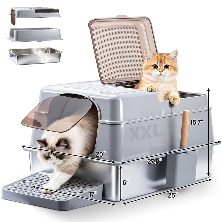 その他 CATBOX Kovryx Cat Litter Box 3-Mode Fully Enclosed Stainless Steel Litter