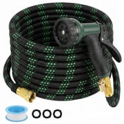 Kovryx 50ft Garden Hose Flexible Non-Expandable, Anti-Kink, Lightweight, 10-Pattern Spray Nozzle, 3/4" Aluminum Fittings
