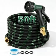 Kovryx 50ft Garden Hose, Anti-Kink, 10-Pattern Nozzle, Lightweight for Gardening, Car Wash, Pet Care