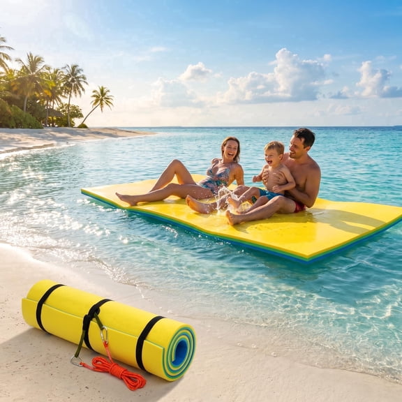 Kovryx 9x4 FT Floating Water Mat, 400 LBS Capacity, XPE Foam with Bungee Tether