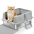 Kovryx Cat Litter Box, Stainless Steel High-Sided, 17.3 x 13.3 Inches ...
