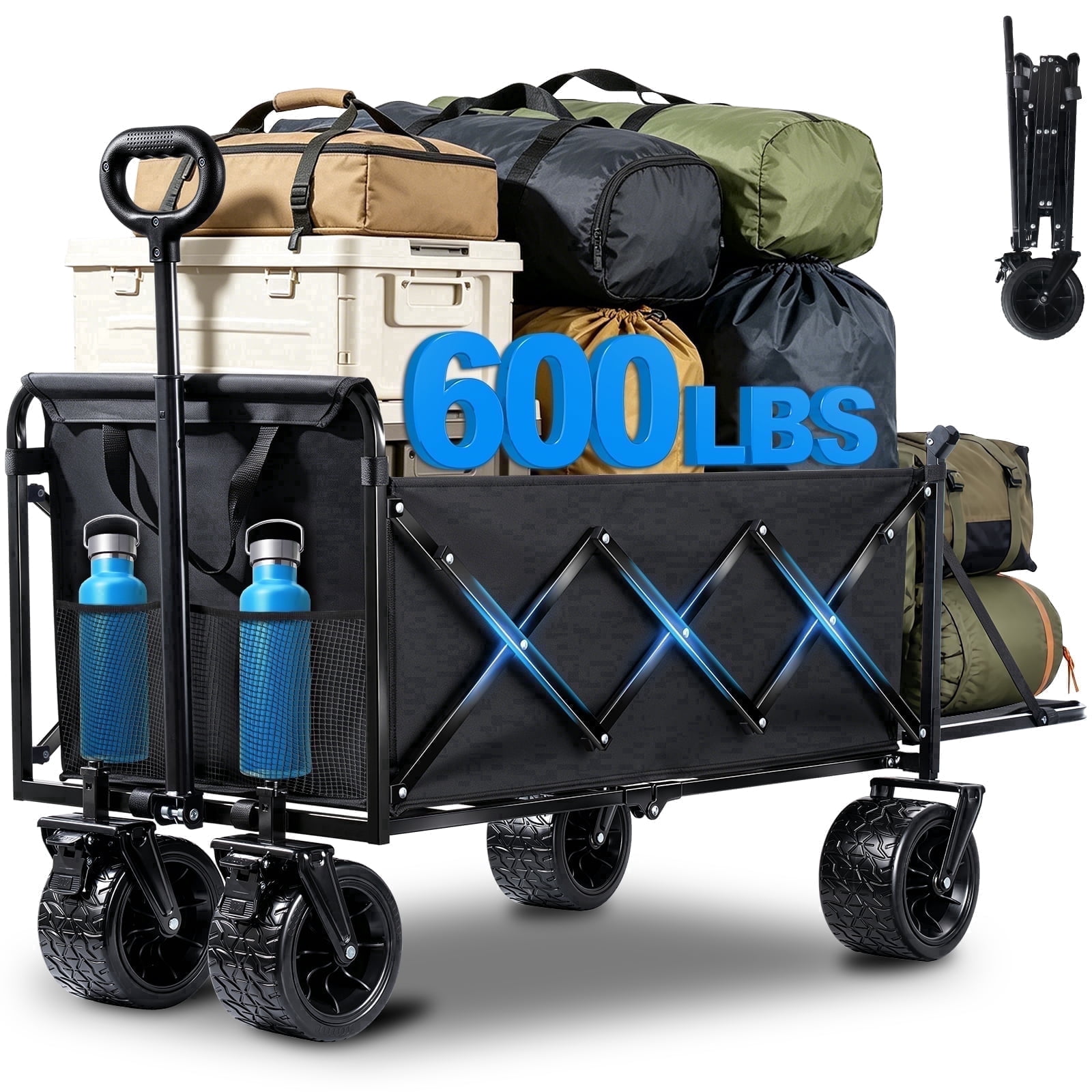 Kovryx Collapsible Wagon Cart, 600lbs Heavy Duty Large Utility