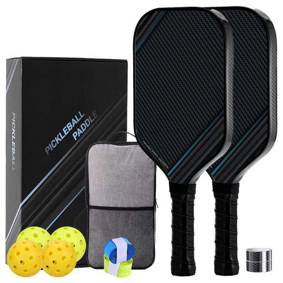 Kovryx Pickleball Paddles Set of 2, Carbon Fiber Textured Face, Fiberglass Paddles, Larger Sweet Spot, Non Slip Grip