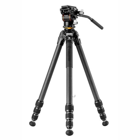 Kowa Vanguard VEO 5 264CV14 Carbon-Fiber Tripod, 2-Way Fluid Video Head, 26mm Legs, 17.6 lb Load, Hexagonal Column, Twist Locks, Rubber/Spike Feet (VEO-5-264CV14)
