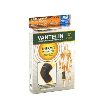 Kowa Vantelin Thermal Knee Support, Large, Black, Knee Size 16-17" (40-43cm)